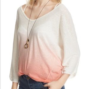 NWT Free People 3/4 Sleeve Pink Ombré Shirt